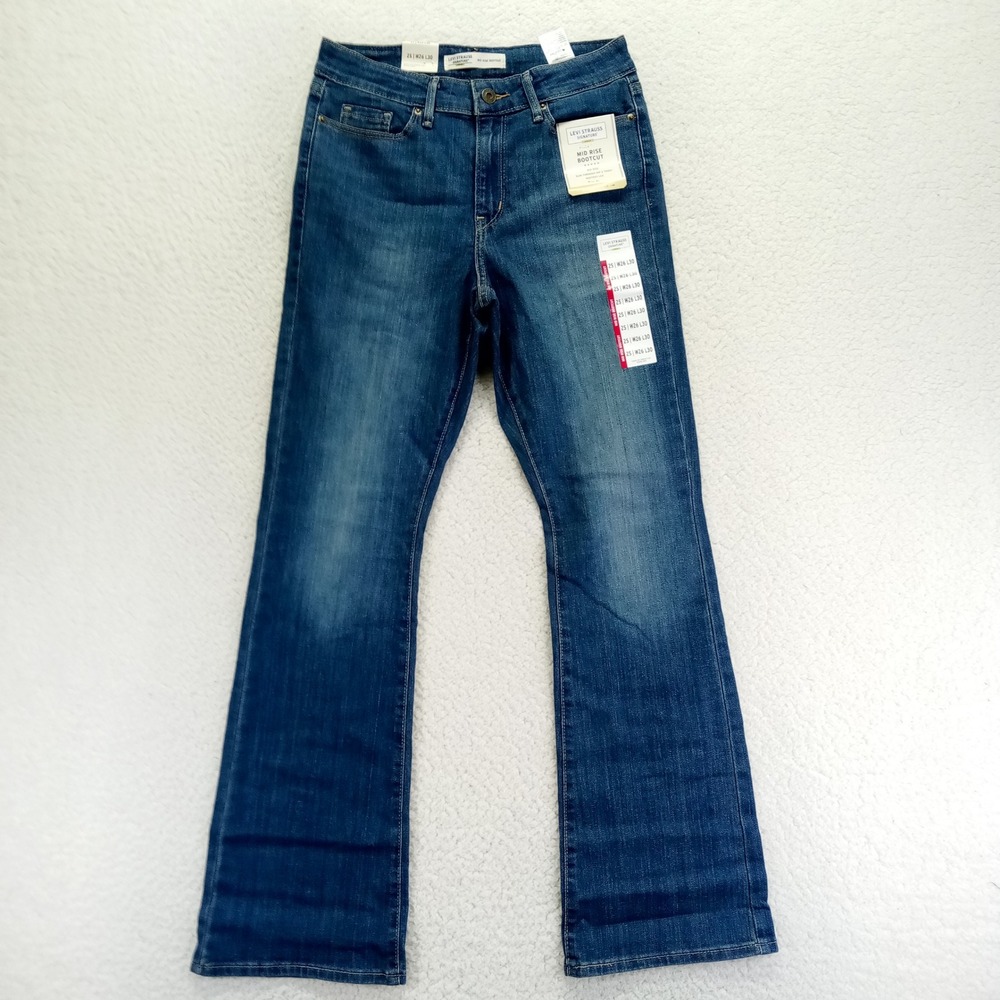 Levi Signature Gold Label Mid Rise Bootcut Jeans Blue W26 L30 Size 2S NWT
